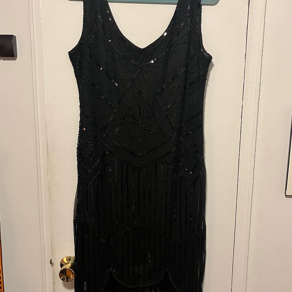 1920 s Great Gatsby Style Flapper Sequin and Fringe Dress